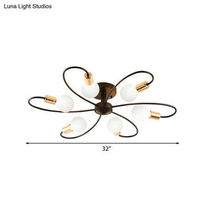 DecorBites™ DecorBites™ Metal Semi Flush Light with Exposed Bulbs - Traditional Black Ceiling Lighting for Living Room (3/6/8 Lights)