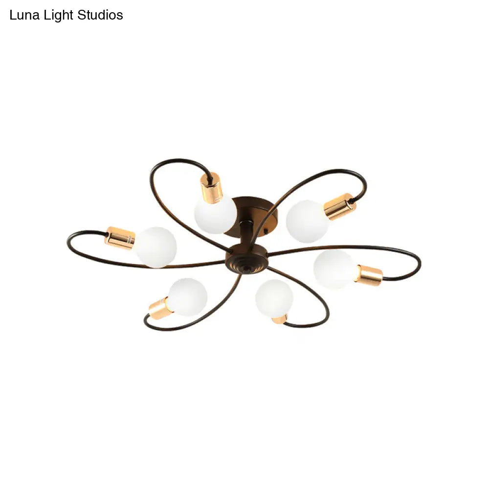 DecorBites™ DecorBites™ Metal Semi Flush Light with Exposed Bulbs - Traditional Black Ceiling Lighting for Living Room (3/6/8 Lights)