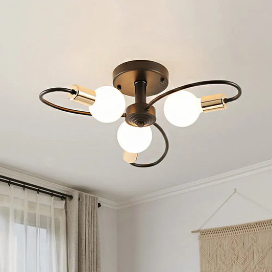 DecorBites™ DecorBites™ Metal Semi Flush Light with Exposed Bulbs - Traditional Black Ceiling Lighting for Living Room (3/6/8 Lights)