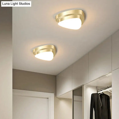 DecorBites™ DecorBites™ Metal Simplicity LED Flush Mount Fixture in Gold - Geometric Small Aisle Ceiling Light