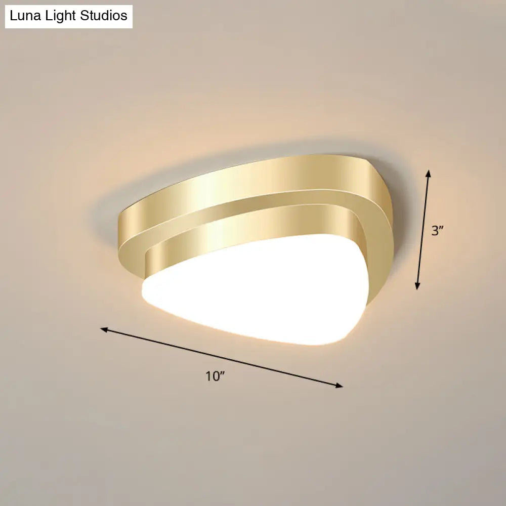 DecorBites™ DecorBites™ Metal Simplicity LED Flush Mount Fixture in Gold - Geometric Small Aisle Ceiling Light