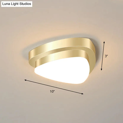 DecorBites™ DecorBites™ Metal Simplicity LED Flush Mount Fixture in Gold - Geometric Small Aisle Ceiling Light