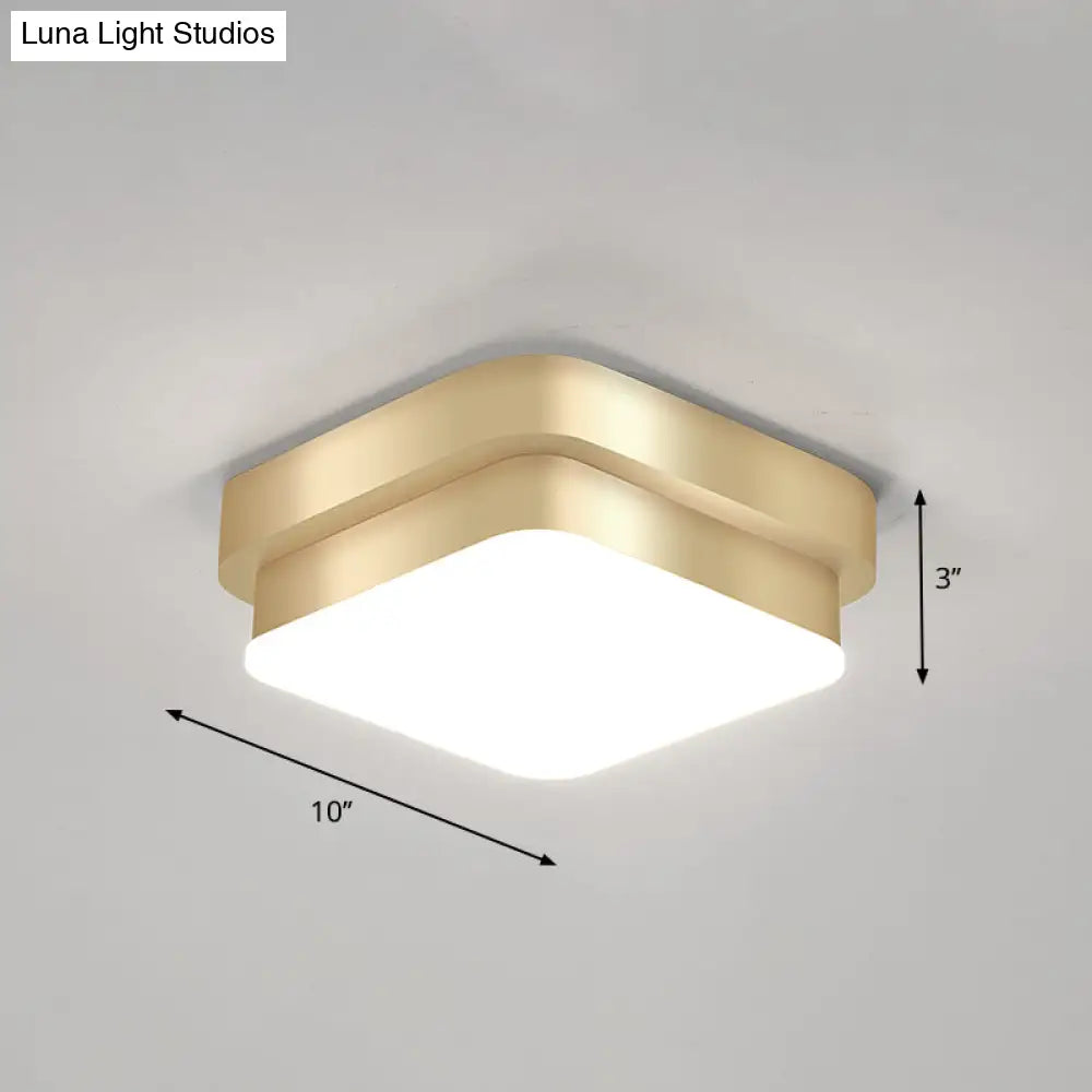 DecorBites™ DecorBites™ Metal Simplicity LED Flush Mount Fixture in Gold - Geometric Small Aisle Ceiling Light