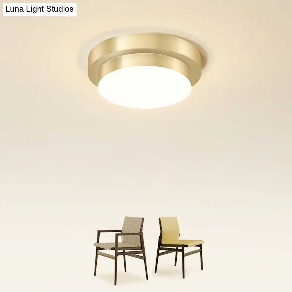 DecorBites™ DecorBites™ Metal Simplicity LED Flush Mount Fixture in Gold - Geometric Small Aisle Ceiling Light