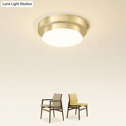 DecorBites™ DecorBites™ Metal Simplicity LED Flush Mount Fixture in Gold - Geometric Small Aisle Ceiling Light