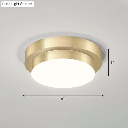 DecorBites™ DecorBites™ Metal Simplicity LED Flush Mount Fixture in Gold - Geometric Small Aisle Ceiling Light