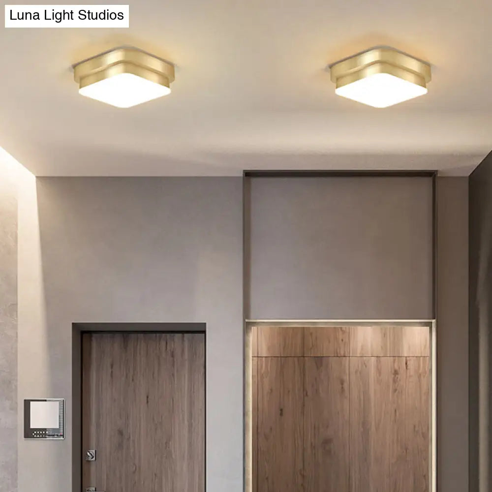 DecorBites™ DecorBites™ Metal Simplicity LED Flush Mount Fixture in Gold - Geometric Small Aisle Ceiling Light