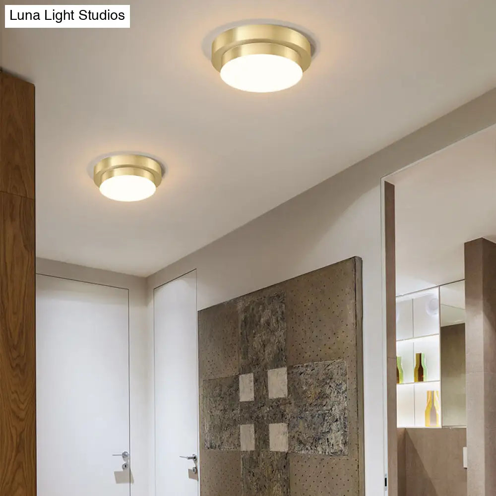 DecorBites™ DecorBites™ Metal Simplicity LED Flush Mount Fixture in Gold - Geometric Small Aisle Ceiling Light