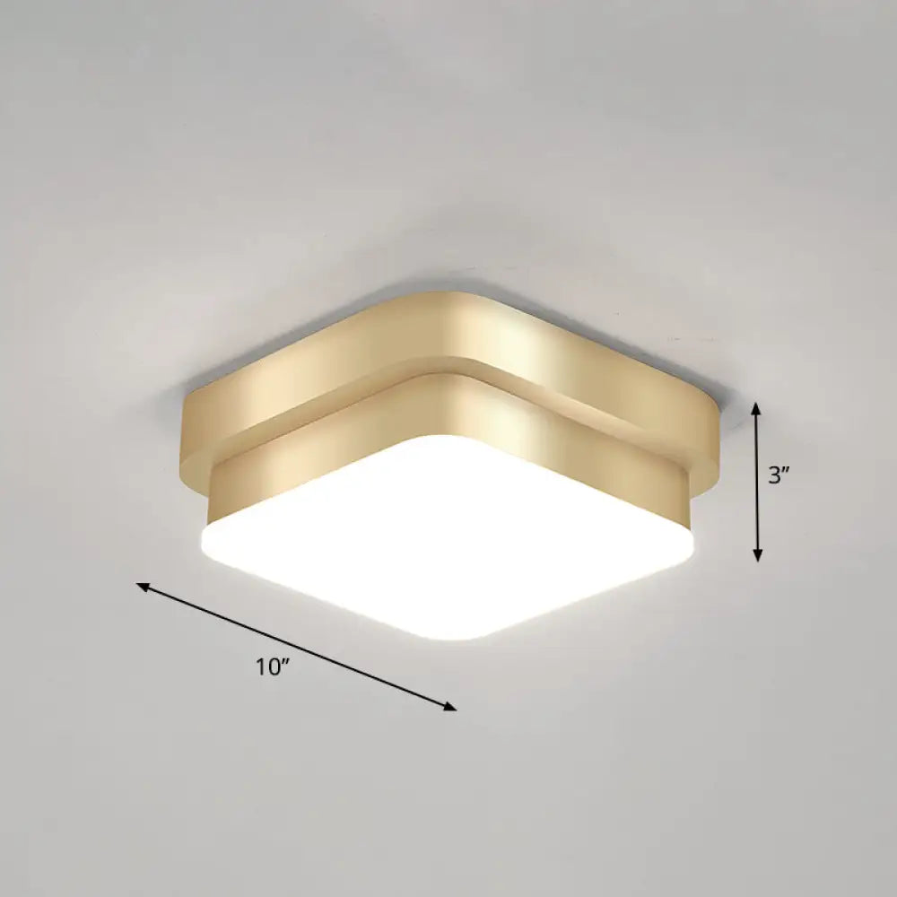 DecorBites™ DecorBites™ Metal Simplicity LED Flush Mount Fixture in Gold - Geometric Small Aisle Ceiling Light