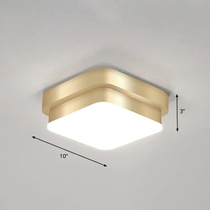 DecorBites™ DecorBites™ Metal Simplicity LED Flush Mount Fixture in Gold - Geometric Small Aisle Ceiling Light