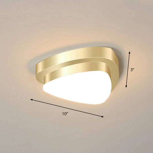DecorBites™ DecorBites™ Metal Simplicity LED Flush Mount Fixture in Gold - Geometric Small Aisle Ceiling Light