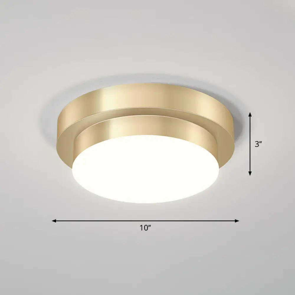 DecorBites™ DecorBites™ Metal Simplicity LED Flush Mount Fixture in Gold - Geometric Small Aisle Ceiling Light