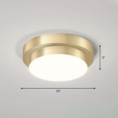 DecorBites™ DecorBites™ Metal Simplicity LED Flush Mount Fixture in Gold - Geometric Small Aisle Ceiling Light