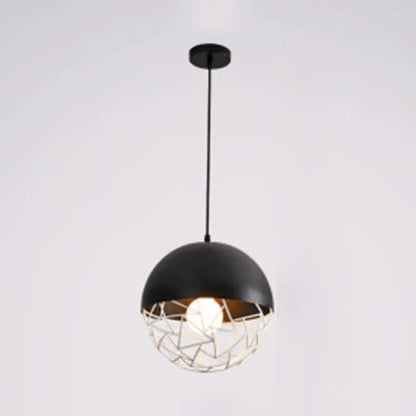 Metal Sphere Pendant Light Fixture - Contemporary Hollow Design with 1 Bulb, Suspended in Black/White