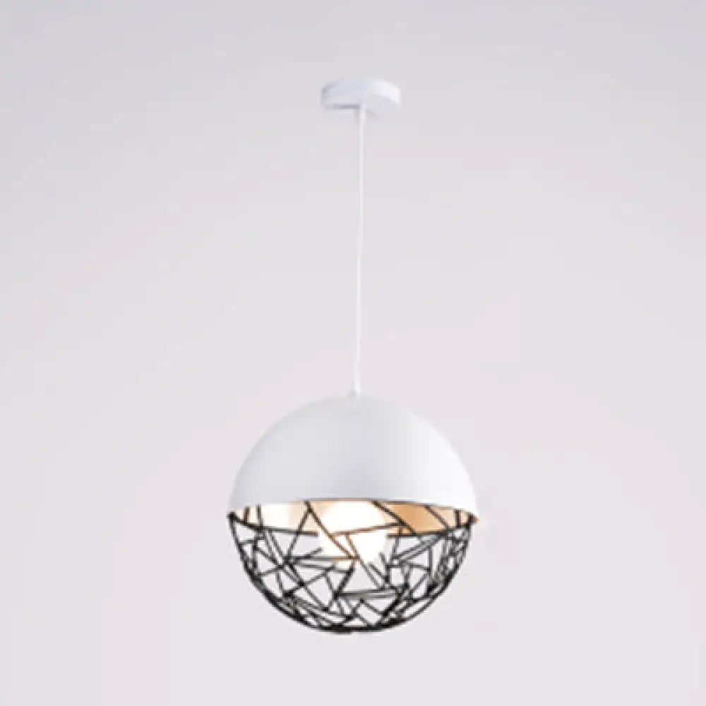 Metal Sphere Pendant Light Fixture - Contemporary Hollow Design with 1 Bulb, Suspended in Black/White