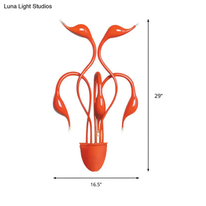 DecorBites™ DecorBites™ Metal Swan Wall Mount Light Nordic LED Wall Sconce for Living Room (3/5 Lights) - Black/Red/White