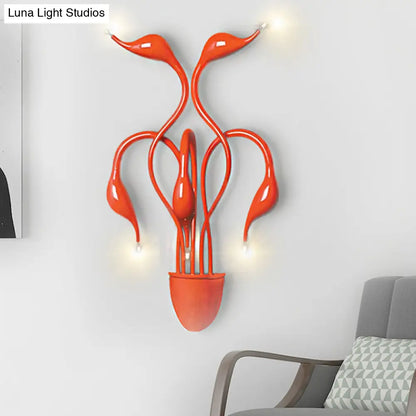 DecorBites™ DecorBites™ Metal Swan Wall Mount Light Nordic LED Wall Sconce for Living Room (3/5 Lights) - Black/Red/White