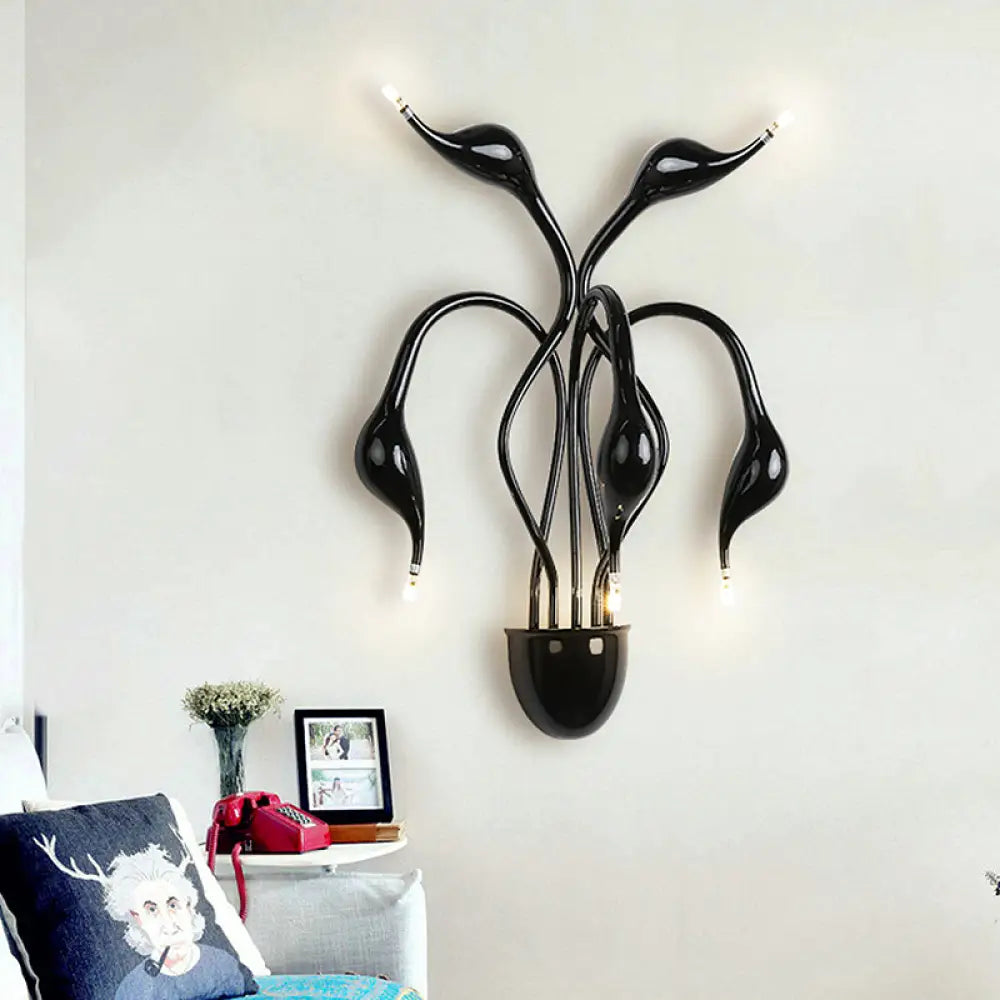 DecorBites™ DecorBites™ Metal Swan Wall Mount Light Nordic LED Wall Sconce for Living Room (3/5 Lights) - Black/Red/White