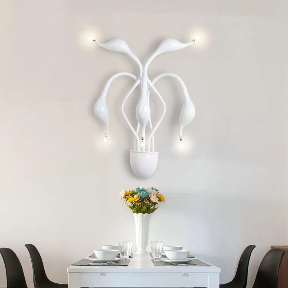 DecorBites™ DecorBites™ Metal Swan Wall Mount Light Nordic LED Wall Sconce for Living Room (3/5 Lights) - Black/Red/White