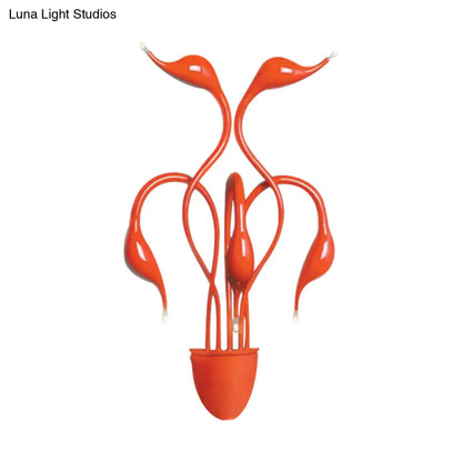 DecorBites™ DecorBites™ Metal Swan Wall Mount Light Nordic LED Wall Sconce for Living Room (3/5 Lights) - Black/Red/White