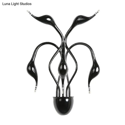 DecorBites™ DecorBites™ Metal Swan Wall Mount Light Nordic LED Wall Sconce for Living Room (3/5 Lights) - Black/Red/White