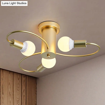 DecorBites™ DecorBites™ Metal Swirl Industrial Semi Flush Mount Lighting in Grey/Green - 3/6 Lights for Living Room Ceiling