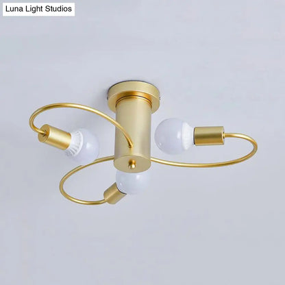 DecorBites™ DecorBites™ Metal Swirl Industrial Semi Flush Mount Lighting in Grey/Green - 3/6 Lights for Living Room Ceiling