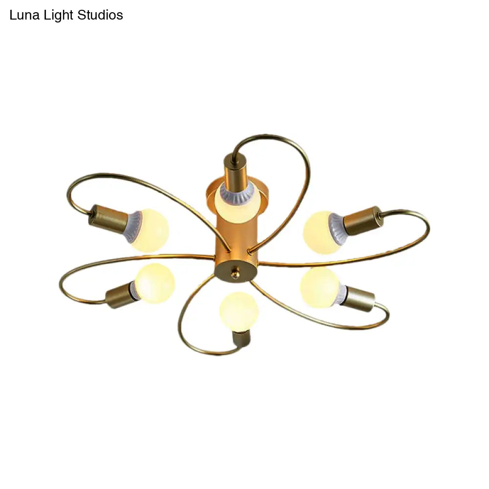 DecorBites™ DecorBites™ Metal Swirl Industrial Semi Flush Mount Lighting in Grey/Green - 3/6 Lights for Living Room Ceiling