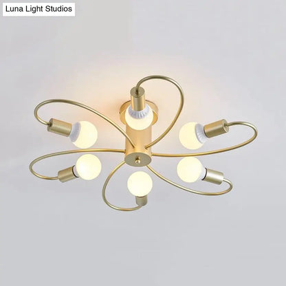 DecorBites™ DecorBites™ Metal Swirl Industrial Semi Flush Mount Lighting in Grey/Green - 3/6 Lights for Living Room Ceiling