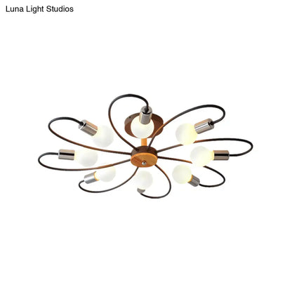 DecorBites™ DecorBites™ Metal Swirl Industrial Semi Flush Mount Lighting in Grey/Green - 3/6 Lights for Living Room Ceiling