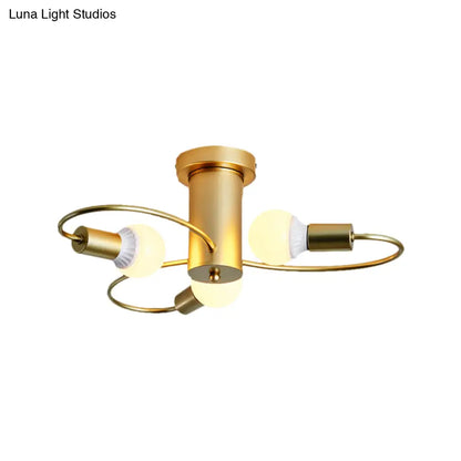 DecorBites™ DecorBites™ Metal Swirl Industrial Semi Flush Mount Lighting in Grey/Green - 3/6 Lights for Living Room Ceiling