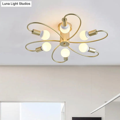 DecorBites™ DecorBites™ Metal Swirl Industrial Semi Flush Mount Lighting in Grey/Green - 3/6 Lights for Living Room Ceiling