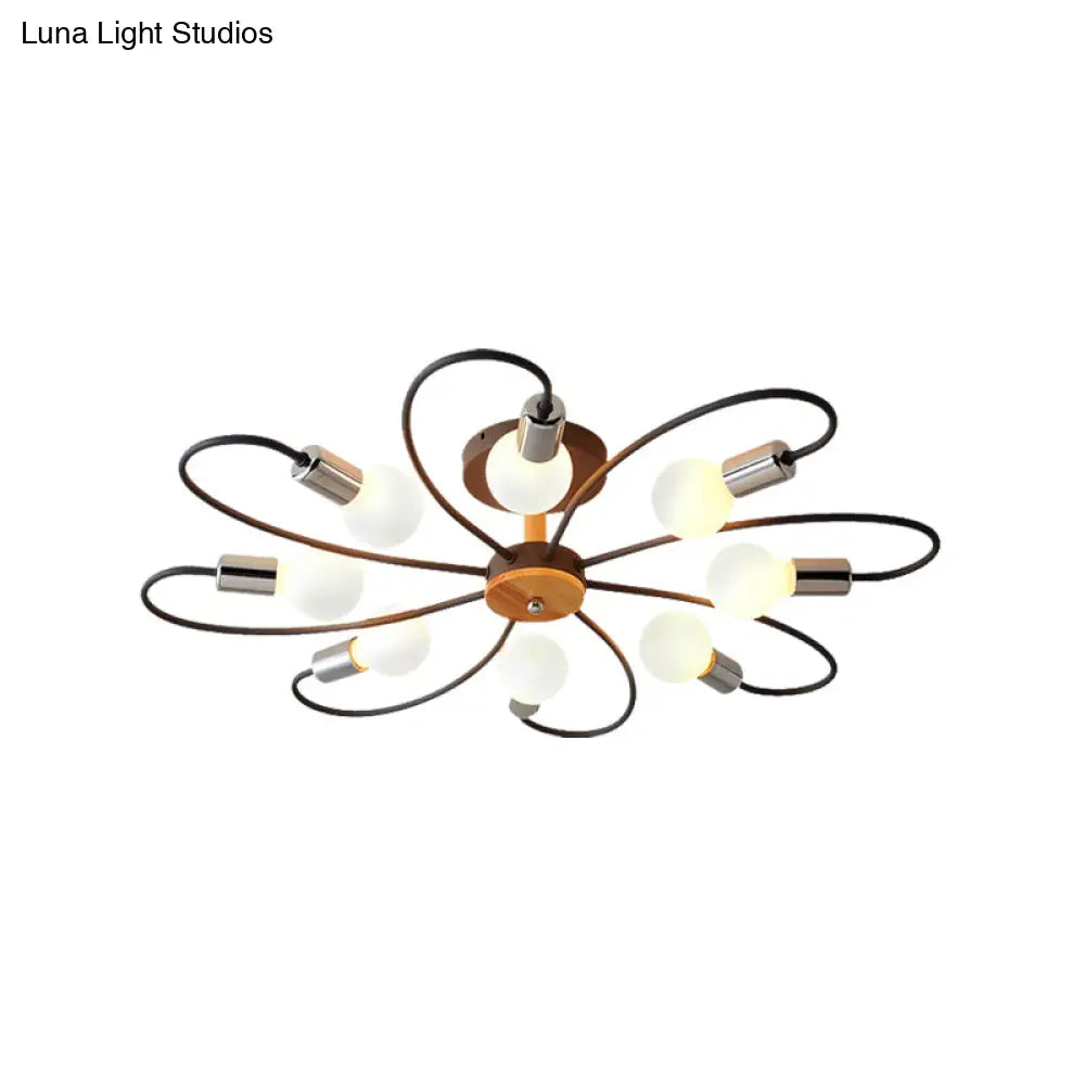 DecorBites™ DecorBites™ Metal Swirl Industrial Semi Flush Mount Lighting in Grey/Green - 3/6 Lights for Living Room Ceiling