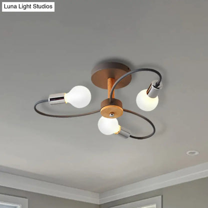 DecorBites™ DecorBites™ Metal Swirl Industrial Semi Flush Mount Lighting in Grey/Green - 3/6 Lights for Living Room Ceiling