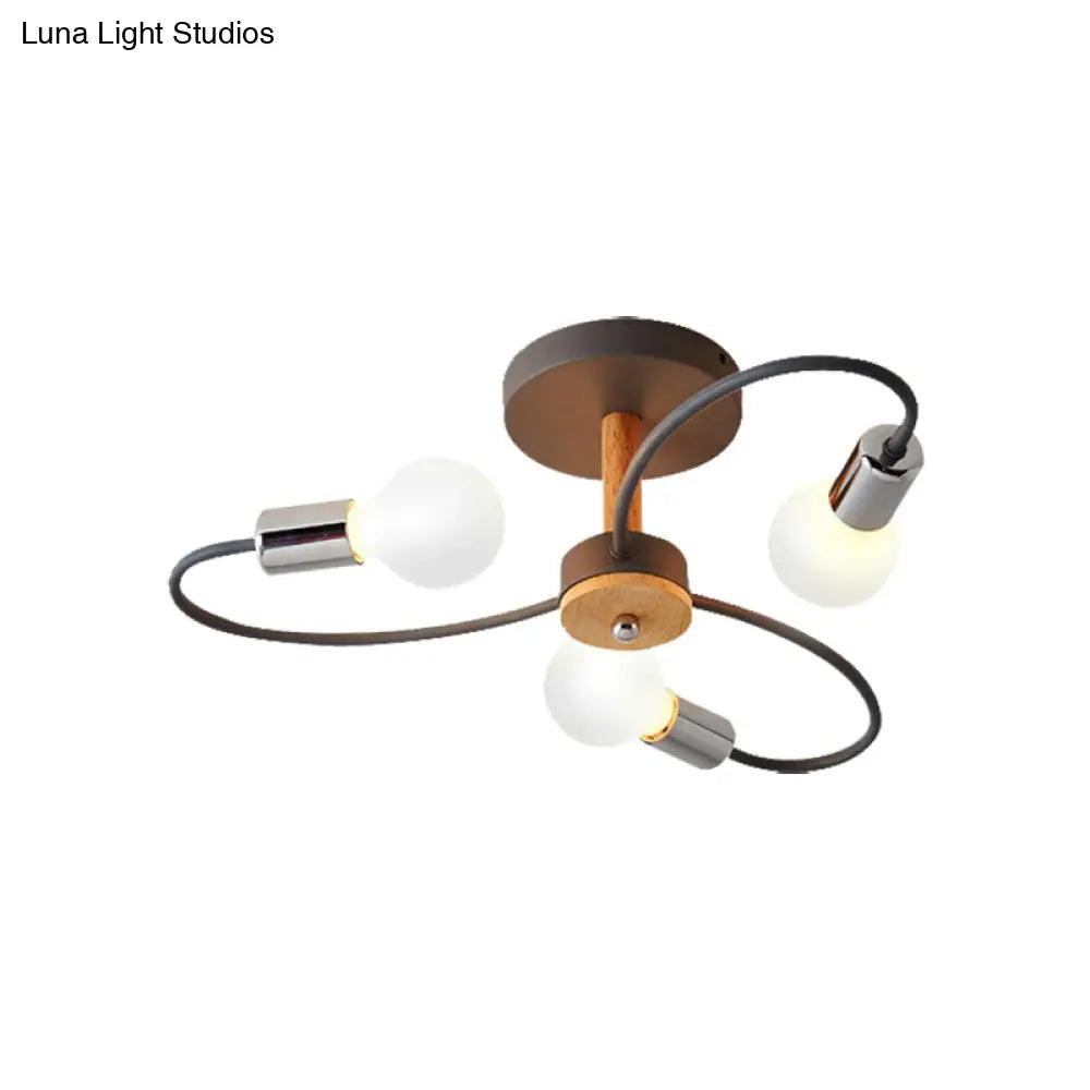 DecorBites™ DecorBites™ Metal Swirl Industrial Semi Flush Mount Lighting in Grey/Green - 3/6 Lights for Living Room Ceiling