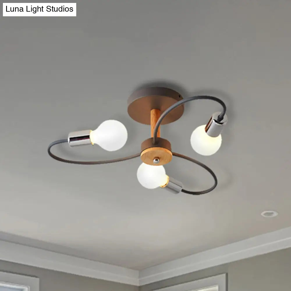 DecorBites™ DecorBites™ Metal Swirl Industrial Semi Flush Mount Lighting in Grey/Green - 3/6 Lights for Living Room Ceiling