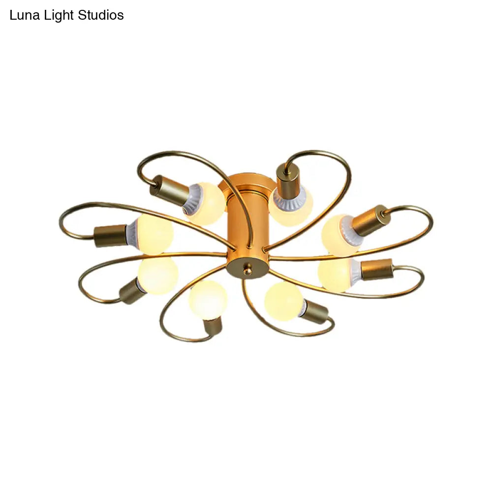 DecorBites™ DecorBites™ Metal Swirl Industrial Semi Flush Mount Lighting in Grey/Green - 3/6 Lights for Living Room Ceiling