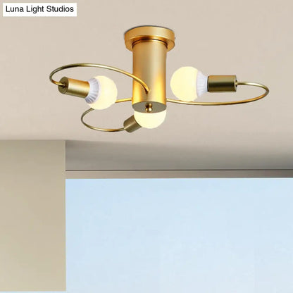 DecorBites™ DecorBites™ Metal Swirl Industrial Semi Flush Mount Lighting in Grey/Green - 3/6 Lights for Living Room Ceiling