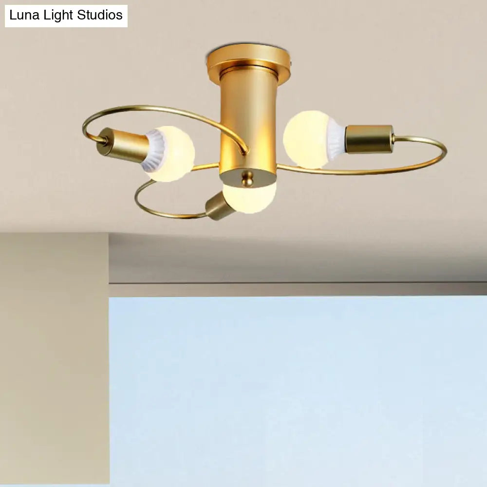 DecorBites™ DecorBites™ Metal Swirl Industrial Semi Flush Mount Lighting in Grey/Green - 3/6 Lights for Living Room Ceiling