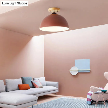 DecorBites™ DecorBites™ Metallic 1 Head Semi Flush Ceiling Light in Red/Pink/White/Gray for Bedroom - 12" Wide