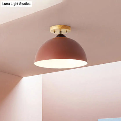 DecorBites™ DecorBites™ Metallic 1 Head Semi Flush Ceiling Light in Red/Pink/White/Gray for Bedroom - 12" Wide