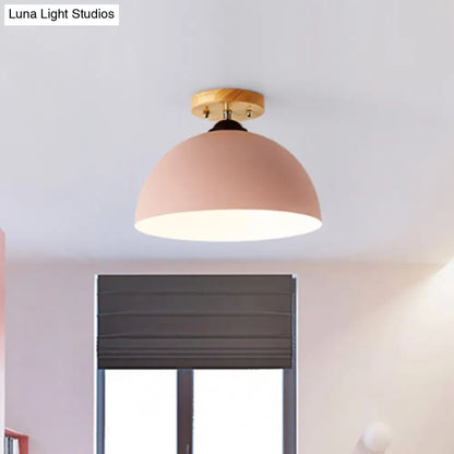DecorBites™ DecorBites™ Metallic 1 Head Semi Flush Ceiling Light in Red/Pink/White/Gray for Bedroom - 12" Wide
