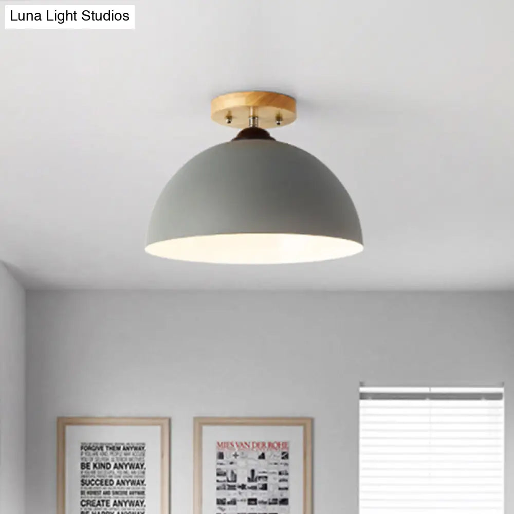 DecorBites™ DecorBites™ Metallic 1 Head Semi Flush Ceiling Light in Red/Pink/White/Gray for Bedroom - 12" Wide