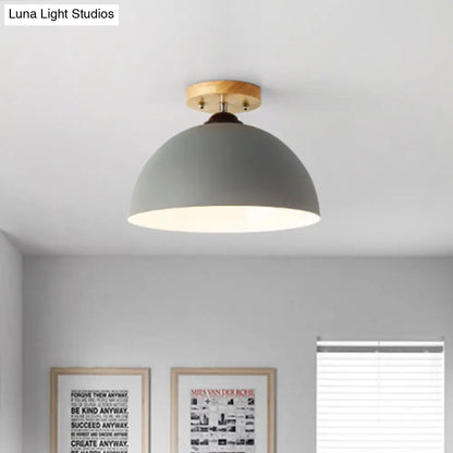 DecorBites™ DecorBites™ Metallic 1 Head Semi Flush Ceiling Light in Red/Pink/White/Gray for Bedroom - 12" Wide