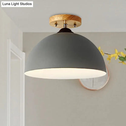 DecorBites™ DecorBites™ Metallic 1 Head Semi Flush Ceiling Light in Red/Pink/White/Gray for Bedroom - 12" Wide