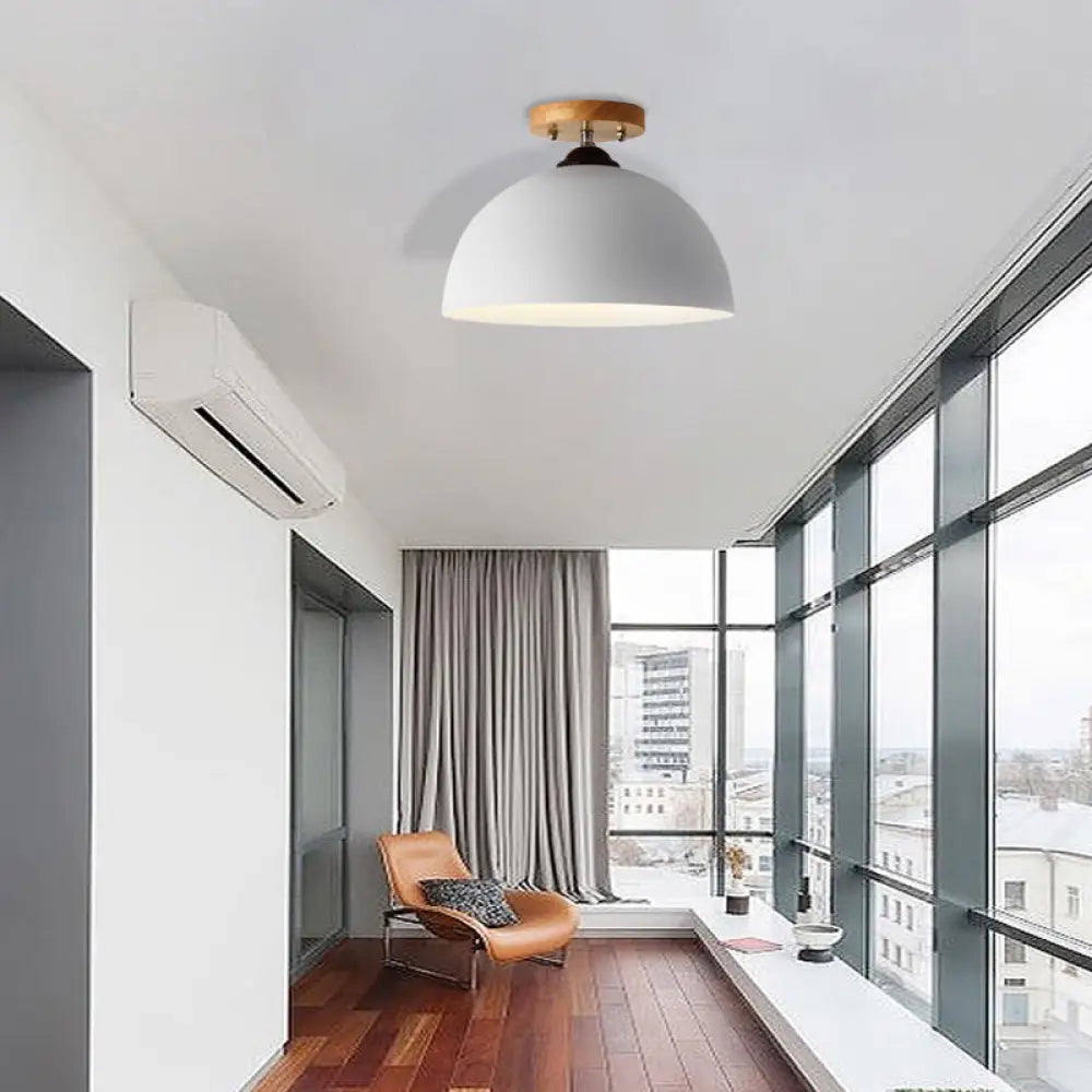 DecorBites™ DecorBites™ Metallic 1 Head Semi Flush Ceiling Light in Red/Pink/White/Gray for Bedroom - 12" Wide