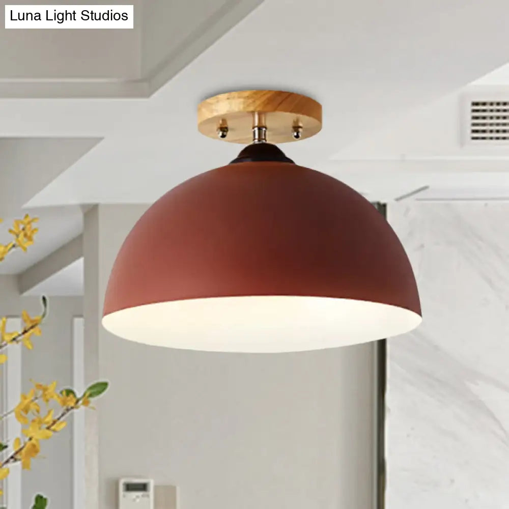 DecorBites™ DecorBites™ Metallic 1 Head Semi Flush Ceiling Light in Red/Pink/White/Gray for Bedroom - 12" Wide