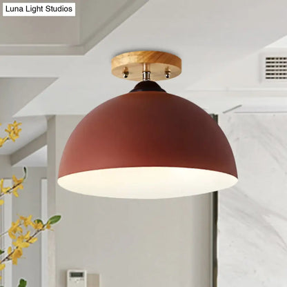 DecorBites™ DecorBites™ Metallic 1 Head Semi Flush Ceiling Light in Red/Pink/White/Gray for Bedroom - 12" Wide