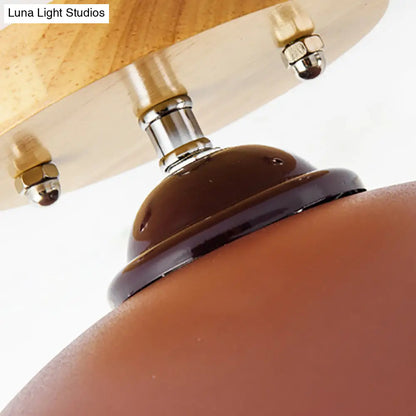 DecorBites™ DecorBites™ Metallic 1 Head Semi Flush Ceiling Light in Red/Pink/White/Gray for Bedroom - 12" Wide