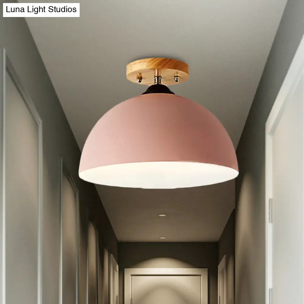 DecorBites™ DecorBites™ Metallic 1 Head Semi Flush Ceiling Light in Red/Pink/White/Gray for Bedroom - 12" Wide